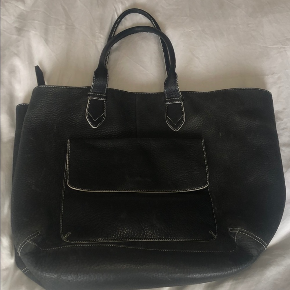 Cold Haan black leather tote bag